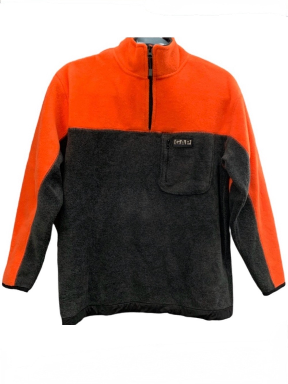 Gap XL 12 pullover fleece half zip color block orange gray warm winter fall